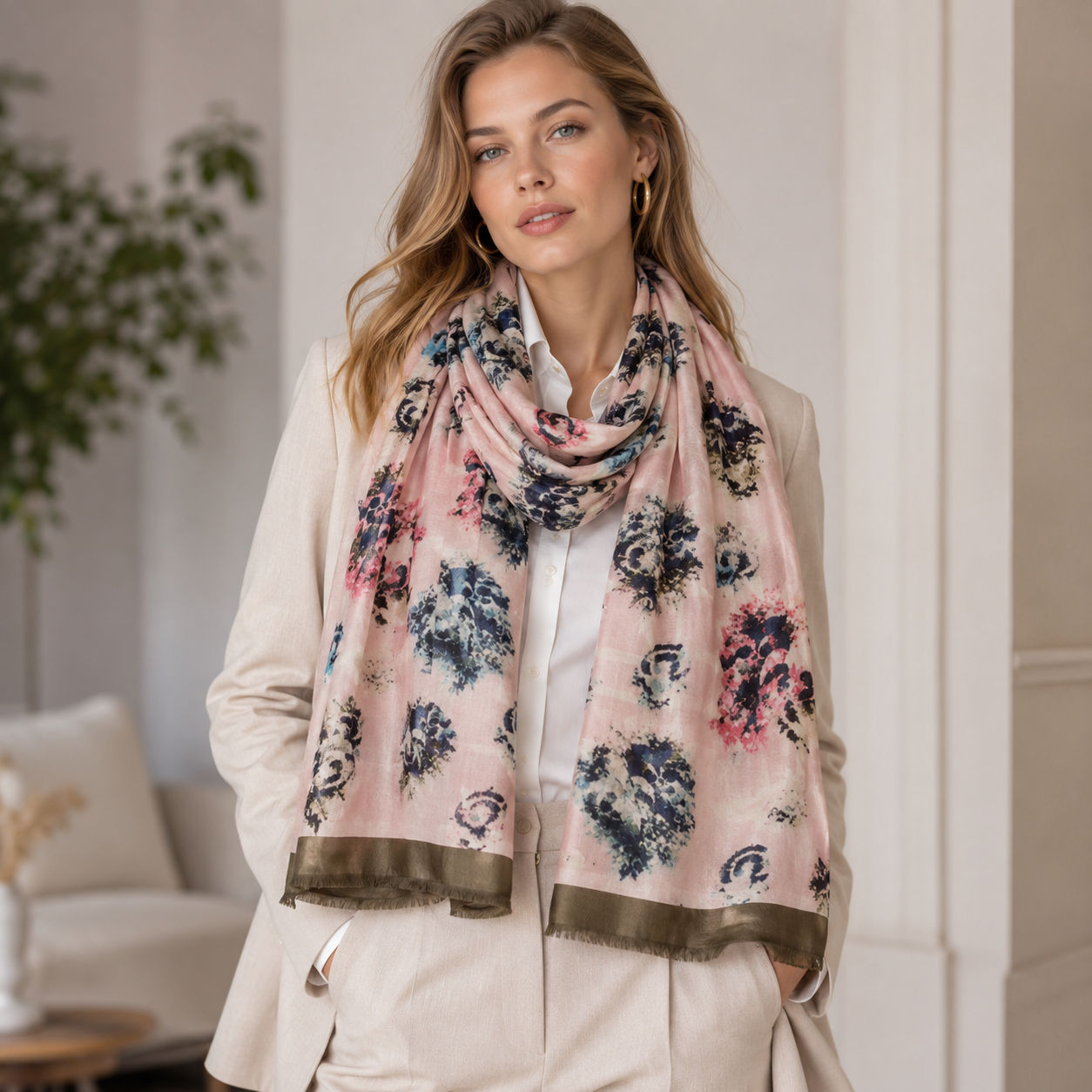 Digital Print Wool Scarf/Shawl 268